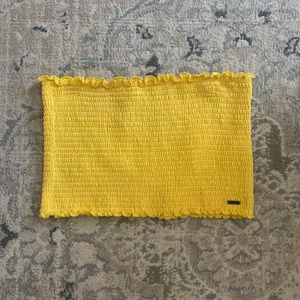 yellow smocked tube top
